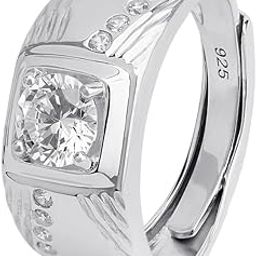 925 Silver Designer Rhodium Plated Ring | Gift for Men and Boys | Modern Minimalistic Silver Jewelry | With Certificate of Authenticity and 925 Hallmark-0