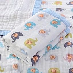 heartbury 100% Organic Cotton 6 Layer Ultra-Soft Muslin Blanket for Baby, Bath Towel for New Born Baby - 110X110 cm - (0-3 Years) (100 * 110 Elephant)-image-16