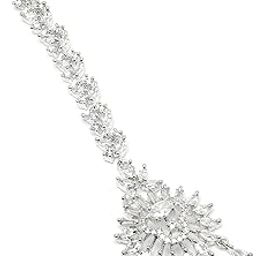 Silver Plated American Diamond Studded Maangtikka for Women-picture-8