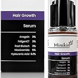 Minikin Hair Growth with Anagain, FoligenCT, Root Biotech, Niacinamide, Hyaluronic Acid | Advanced Hair Growth Serum for Scalp, Controls Hair Fall,Stimulates HairGrowth,Increases Hair Density | HairGrowth Serum for Unisex 30ML-5