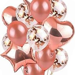 Party Propz 13Pcs Rose Gold Balloon Combo for Birthday Decoration | Gold Birthday Décor | Confetti Balloons-1