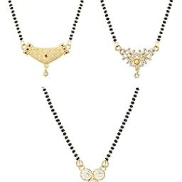 3 Combo Mangalsutra Set | Stylish Daily Use Gold Plated Brass Short Black Beads Mangalsutras Chains | Trendy South Indian Jewellery for Women | Ideal Gift Choice for Wife & Loved Ones (MS2950)-15