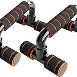Push Up Bars with Cushioned Grip, Heavy-Duty Fitness Stands for Exercise, Black and Orange-13