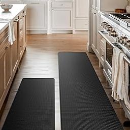 Anti-Fatigue Kitchen Mat & Rug - Set of 2 Cushioned Non-Slip Waterproof Kitchen Floor Mats, Great for Use in Front of Sink, PVC, Memory Foam. Comfort Decor. Runner Rugs for Home, Office, Laundry Room-image-63