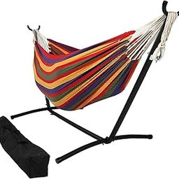ATORSE Hammock with Stand Steel Stand Adjustable Height for Garden Backyard Outdoor Red Rope-image-98