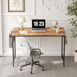 STOREDGE Smart Fit Desk/Office Computer Desk/Writing Table/Workstation/Study Table/Folding Work from Home Desk/Metal & Wood Bark Top/ 32" x 19"/ 100 kgs Capacity (with Storage Bag & Hanging Hook)-image-10