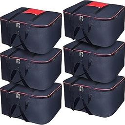 AMAK INC Storage Bags for Clothes Large, Blanket storage bags/Cloth Bag Under Bed, Wardrobe (Red and Black, 54 x 46 x 23 cm) Pack of 6, Nylon, Rectangular-image-34