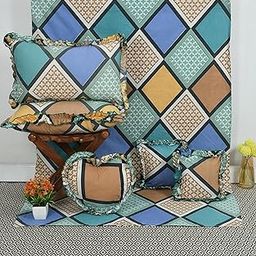 Luxurious Glace Cotton Home Bedding Set | 6 Piece with Frilly Pillowcases and Filled/Frilly Cushions | 6 Piece Bedsheet Set | Complete Bedding Sets-image-92