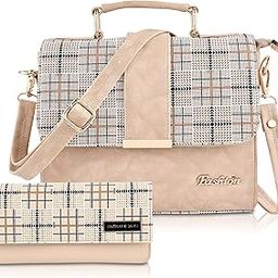 PU Leather Latest Trendy Fashion Ladies Cream Color Handbag With Clutch Bag & Combo 2pcs Purse Set-8