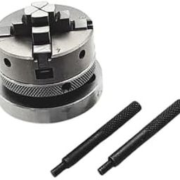 AD International Small Chucks for 3" I 80 mm & 4" Inch I 100 mm Rotary tables with Steel Back Plates and Mini Lathes (50 mm 4 jaws self centering M14 x 1)-image-1