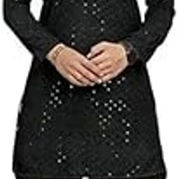 Men's Lucknowi Chikankari Kurta, Black with Embroidery-image-2
