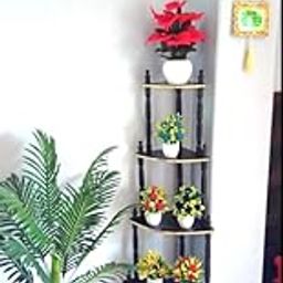 DPH 5 Shelf Wooden Corner, Multipurpose, Wall Corner Table, corner stand for living room, Floor Standing, Home Décor, Wooden Corner, Wooden Wall Shelf-22