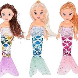 TD Creations Mermaid Princess Dolls Set – Pack of 3, 20 cm Glitter Tail Design – Toys for Kids Ages 3+-image-5
