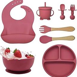 Baby Feeding Supplies 8-Piece | Baby Led Weaning Utensils Set Includes Suction Bowl and Plate, Spoon and Fork, Sippy Cup with Straw and Lid-3