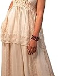 Women's Rayon Bohemian Enthic Motifs Printed Co-ord Set | Off-White Strappy Dress | V-Neck Relaxed Fit Top & Elasticated Pant Set-picture-50