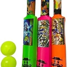 Vidhyapati Super Combo of Cricket Kit with 3 Pcs bat Ball for Kids | Pink, Green, Red | Indoor - Outdoor Toys | Age 2 Year Product | Material - Plastic-image-21