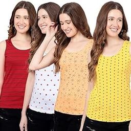 Women Tank Top – Regular Fit Cotton Sleeveless Tee | Ladies Casual Tank Top,Stylish Women Clothing,Soft Cotton Tank for Girls & Women-Pack of 4-image-94