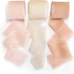 HASTHIP® 3 Rolls Chiffon Ribbons Set Fringe Fabric Silk-Like Ribbons for Gifts Wrapping, Wedding Invitations, Party Decoration, Bridal Bouquets, DIY Craft - 1.5" x 7Yd Per Roll-picture-24