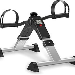 TABEKE Under Desk Bike Pedal Exerciser, Foldable Mini Exercise Bike for Leg and Arm Workouts, Fully Assembled Desk Bike Peddler Machine for Seniors with Clear LCD Display 2025312-20