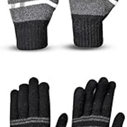 Men's Winter Woollen Pack of 2 Pairs Gloves For Cold Weather(SGD-397449)(Black, Free)-image-57