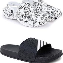 Combo Pack of 2 Slipper/Flip Flops/Slides/Clogs/Sandals for Men (Cl-Guday Vs Military & Shimla)-image-25