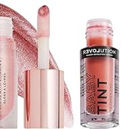 Makeup RevolutionRose Gold Lip Gloss for Women, Shimmer Bomb Lip Gloss - 4.5mlBaby Tint Blush Lip & Cheek Tint - Blush, Brown Pink (Coral) (Natural)-image-51