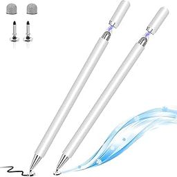 WHITE CHERRY® Aluminium Fine Point with Spare Disk for Touch Screens Devices 2-in-1 Capacitive Stylus Pen I Compatible with iPad/iPhone/Android/Tablets White (Set of 2)-19
