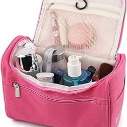 FEXMY Large Cosmetic Bag with Hook for Travel, Makeup Organizer, Cosmetic Pouch, Household Grooming Kit, Makeup Bag for Women Travel Toiletry| Pink Colors-image-43