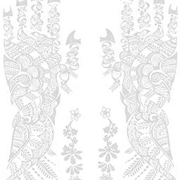 ORDERSHOCK Full Hand Flowers & Leaf Silver Mehndi Design For All Festivals, Time Saving & Simple Silver Mehndi Sticker For Girls & Women-image-91