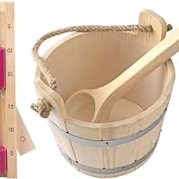 Sauna Bucket with Ladle Sauna Hourglass Timer 5L for Bath Steam Saunas Room | Yard, Garden & Outdoor Living | Pools & Spas | Saunas-image-17