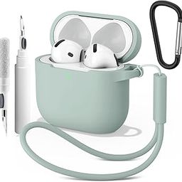 Case for AirPods 4 (2024), Wireless Charging, Powerful Drop Protection, Tough Magnetic Cover with Cleaning Pen for Apple AirPods 4th Generation- Cyan-image-81