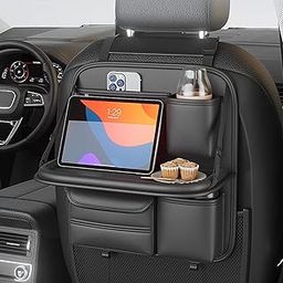 ARHAT ORGANIZERS Car Back Seat Organizer with Foldable Tray | Multipurpose Dining & Storage Solution | PU Leather Waterproof Car seat Organizer for Mobile, Tablet, Bottle, Tissue & More (Black)-image-24