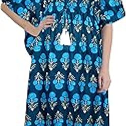 100% Cotton Kaftan for Women (one Size fits All) Blue-image-69