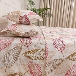 Jaipur Weaves Bedsheet King Size 100% Pure Cotton 300 TC Bed Sheet with 2 Pillow Covers, Super Soft Cozy Bedsheets Set,108X108 Inches/ 9Ftx9Ft (Light Mauve, Super King)-10