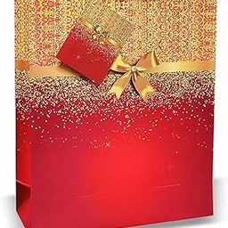 VESTTA -ELEGANCE REDEFINED Gifts Bags, Glitter with Golden Bow,9.65 (L) x 4 (B) x 12 (H) Inches, Pack of 10, Weddings, Diwali, Valentines Day, Birthdays, Christmas with Gift Tags (Red)-image-9