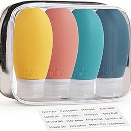 Urbanscape Flexible Travel Bottle For Toiletry, Pack of 4 Portable Small Leak-Proof Refillable Silicone Shampoo Containers | 100ml Travel-Friendly Bottles for Toiletries & Liquids with stickers-53