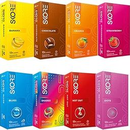 Skore New Adventure Pack Condoms - 10 Pieces, Pack of 8-60