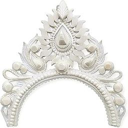 Sola Bridal Crown Hair Accessories for Women and Girls, Traditional Bengali Design Biyer Shola Mukut White Tiara for bride, Hair Accessories for Dance-image-110