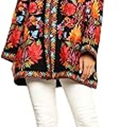 Women's Kashmiri Embroidered Woolen Black Multi Allover Jacket-picture-26