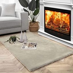 Amazon Brand - Umi Rabbit FurArea Rug - Anti-Slip, Super Soft, Washable - Carpet for Badroom, Living-Room (3x5 Feet, Beige)-image-66