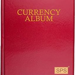 SPS 120 Pockets Currency Album for Notes, PU Leather Cover, Fits Large Currency Notes, (Red)-28