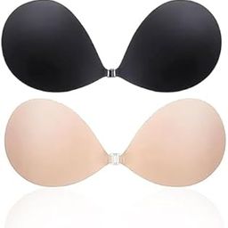 Strapless Adhesive Bra, Backless Push-Up Silicone Bra of Reusable Invisible for Wedding Dresses, Nude, Pack of 1-image-86