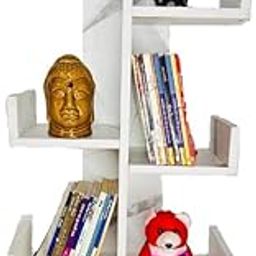 KVS Furniture Engineered Wood Bookshelf Multipurpose Home Decor Storage Rack Bookcase Showcase Organizer for Living Room Kitchen (Square 6 Shelf Bookrack) (Tag White Marble) DIY(Do-It-Yourself)-picture-0