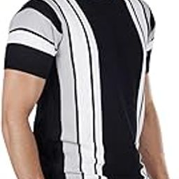 Men Black Striped Regular Fit Cotton Flat Knit Tshirt-picture-37