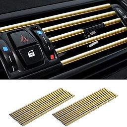 VARGTR 20 Pack Auto Air Conditioner Vent Trim Strip, A/C Outlet Chrome PVC, Interior Line, Universal Waterproof Bendable Decoration (Gold)-image-83