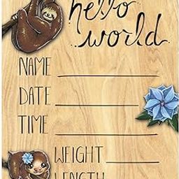 Cohas Hello World Newborn Baby Announcement Printed Wood Sign with Blue Sloth Theme, 5 by 7 Inches, No Marker-image-91