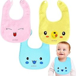 AEREX Waterproof Baby Bibs For 6 to 12 months | Soft Cotton Bib For Newborn Babies, Infants & Toddlers | Baby Apron | Smile Feeding Bibs | Waterproof Spill Resistant Bibs (Multicolor, Pack of 3)-image-96