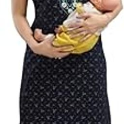 Women's- Full Sleeves-Feeding- Nursing- Maternity Nighty/Maxi/Gown/Nightdress/Nightwear- Hosiery Cotton Fabric- Floral Print- Embroidery with Zip-11
