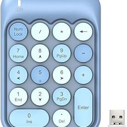 FELICON Wireless Numeric Keypad 18 Keys with 2.4G Mini Portable Silent Number Pad USB Receiver Financial Accounting Keyboard Extensions for Laptop Desktop PC Pro（Blue Mix）-3