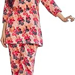 Women's Cotton Blend Regular Fit Printed Cord-Set with Elegant Design | Stylish & Comfortable Top and Pant Cord-Set for Casual Outings, Functions, Gatherings (Peach)-picture-4